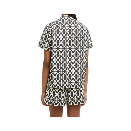 Geometric Print Cotton Short Sleeve Shirt