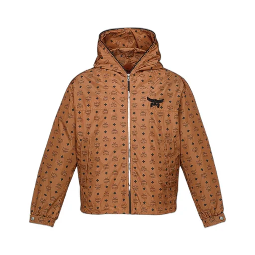Mcm Monogram-Printed Zipped Hooded Jacket