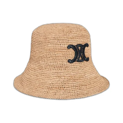 Triomphe Bucket Hat In Raffia