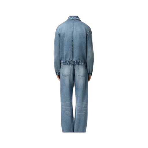 Ami Paris Logo Embossed Zip-Up Denim Jacket