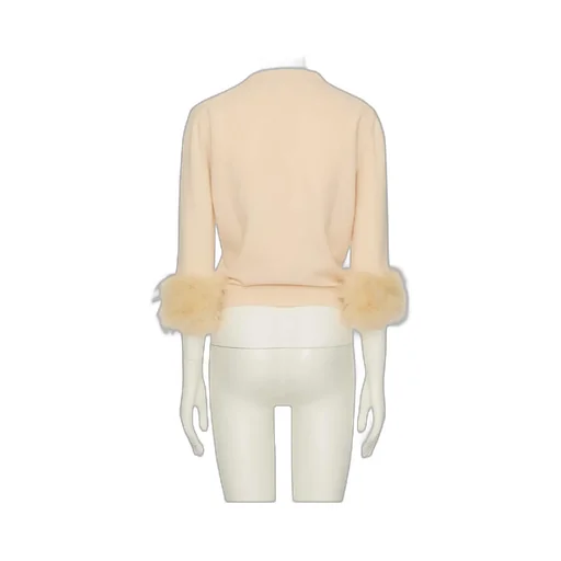 Valentino	Feather-Cuff Button-Up Cardigan