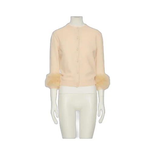 Valentino	Feather-Cuff Button-Up Cardigan