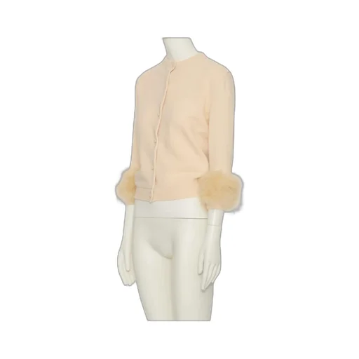 Valentino	Feather-Cuff Button-Up Cardigan