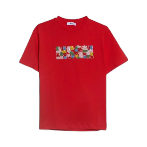 Msgm Kids Logo Embellished Crewneck T-Shirt