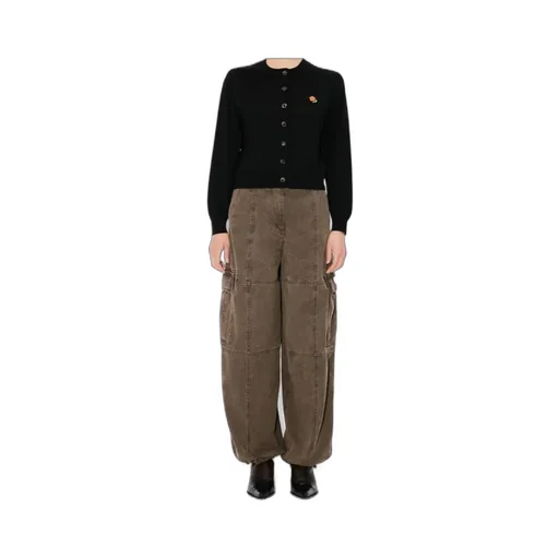 Embroidered Crewneck Cardigan In Merino Wool Kenzo Pop