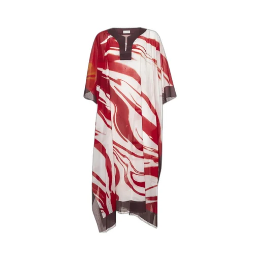 Dries Van Noten Abstract-Print V-Neck Midi Dress