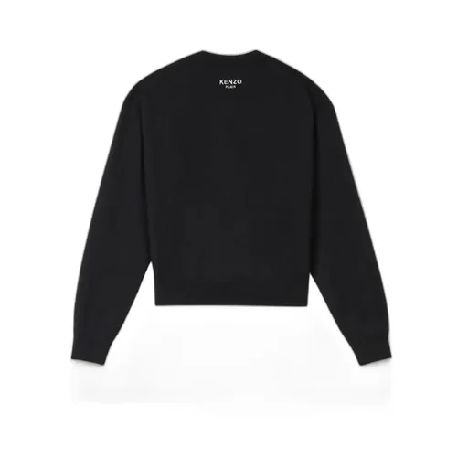 Embroidered Crewneck Cardigan In Merino Wool Kenzo Pop