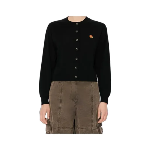 Embroidered Crewneck Cardigan In Merino Wool Kenzo Pop