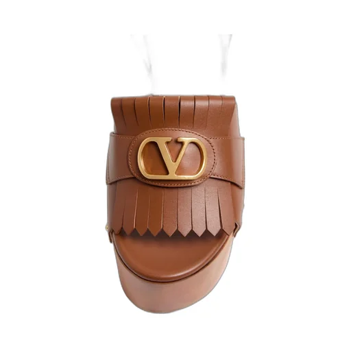 Valentino Vlogo Plaque Fringed Edge Sandals