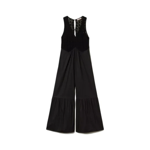 Twinset V-Neck Long Poplin Jumpsuit