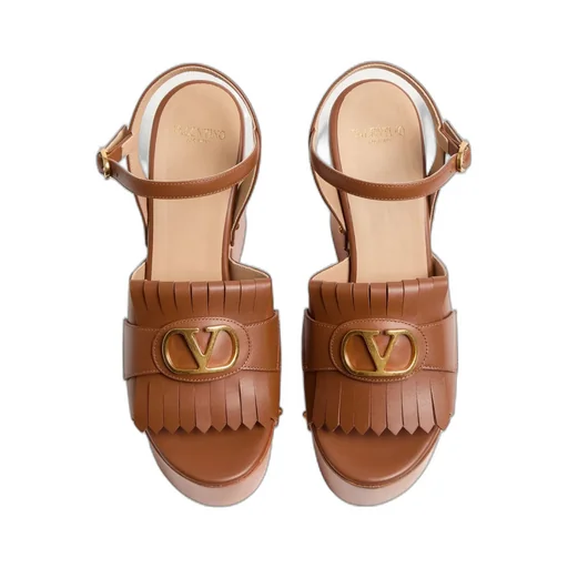 Valentino Vlogo Plaque Fringed Edge Sandals