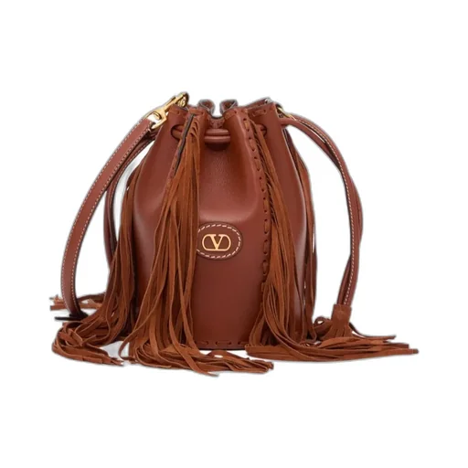 Valentino Vlogo Plaque Fringed Shoulder Bag