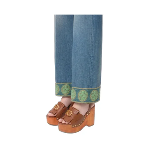Valentino Vlogo Plaque Fringed Edge Sandals