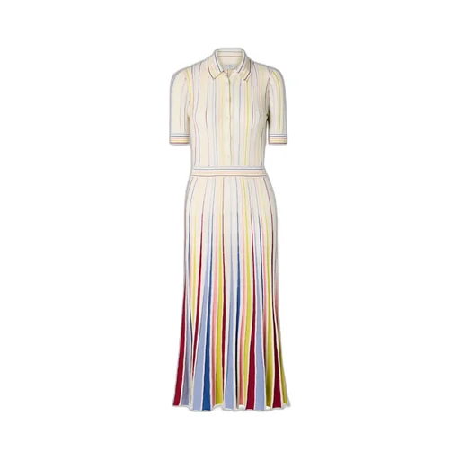 Calypso Ribbed Striped Merino Wool Midi Dress