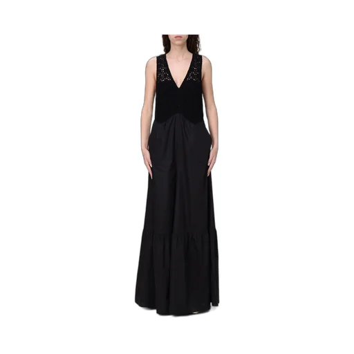 Twinset V-Neck Long Poplin Jumpsuit