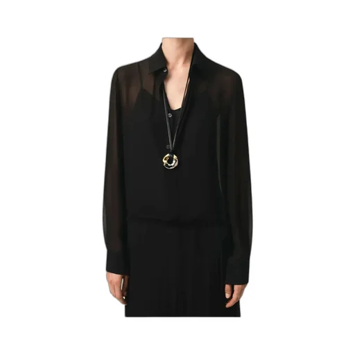 Ami Paris Long-Sleeved Pleated Midi Dress