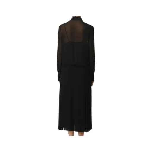 Ami Paris Long-Sleeved Pleated Midi Dress