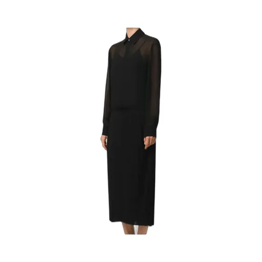 Ami Paris Long-Sleeved Pleated Midi Dress