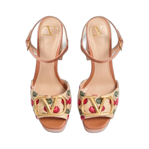 Valentino Vlogo Cherryfic High Block Heel Sandals