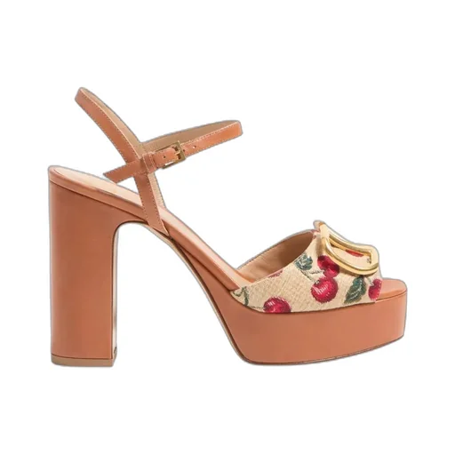 Valentino Vlogo Cherryfic High Block Heel Sandals