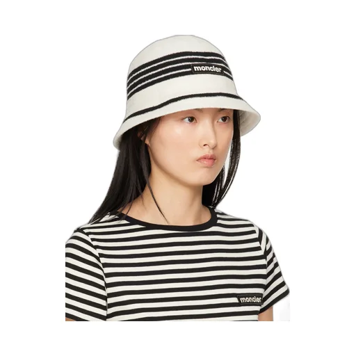 Moncler Striped Logo Patch Bucket Hat