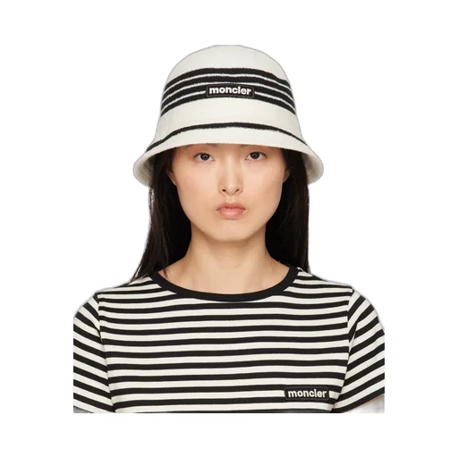 Moncler Striped Logo Patch Bucket Hat