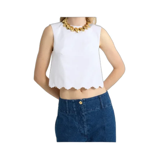Patou Scalloped Hem Sleeveless Top