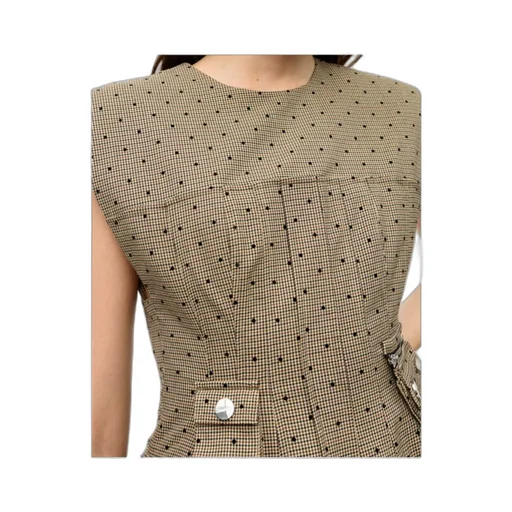 Brown Flock Suiting Corset Mini Dress