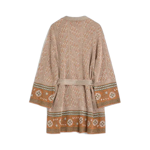 Valentino Jacquard Belted Drop-Shoulder Cardigan