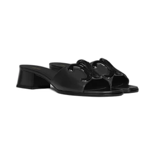 Celine Clemence Mule In Lambskin And Patent Calfskin