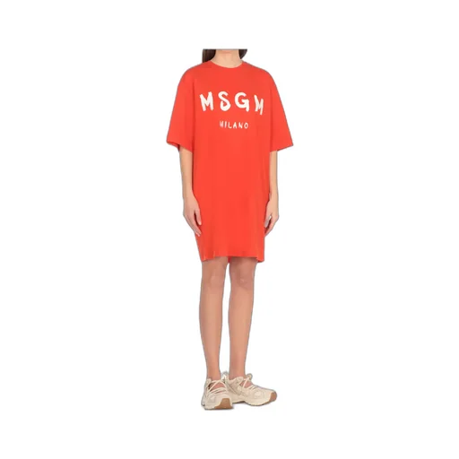 Msgm Logo Printed Mini T-Shirt Dress