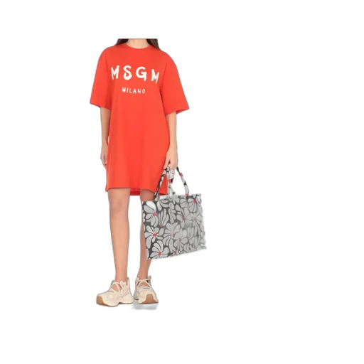 Msgm Logo Printed Mini T-Shirt Dress