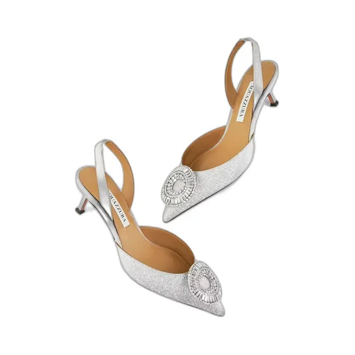 105Mm Crystal Hoop Sling Pumps