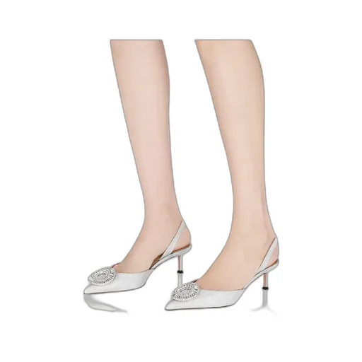 105Mm Crystal Hoop Sling Pumps