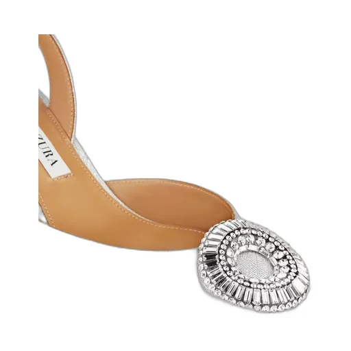 105Mm Crystal Hoop Sling Pumps