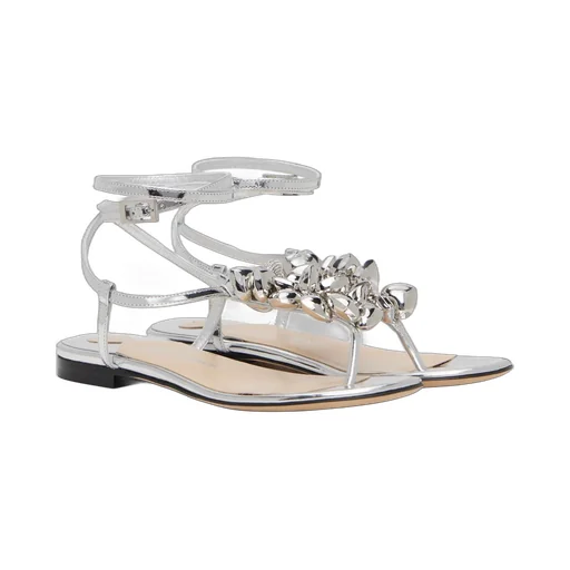Puffy Heart Mirror Leather Flip Flops