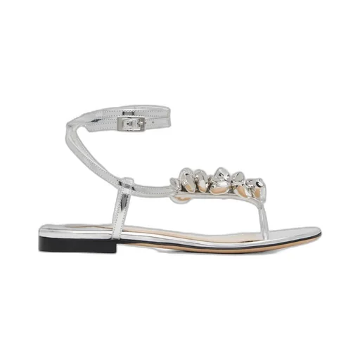 Puffy Heart Mirror Leather Flip Flops