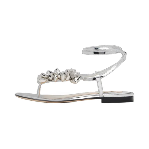 Puffy Heart Mirror Leather Flip Flops