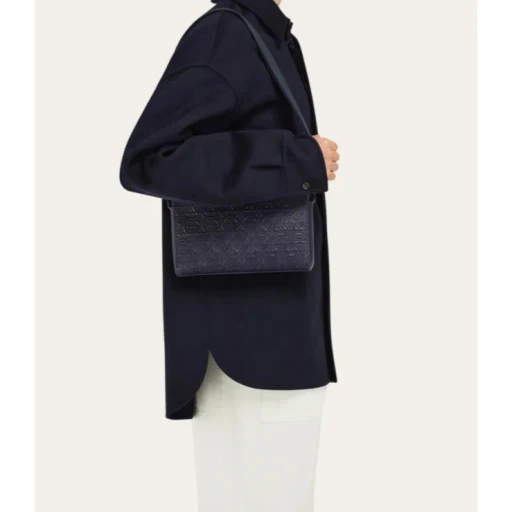 Embossed Gancini Crossbody Bag