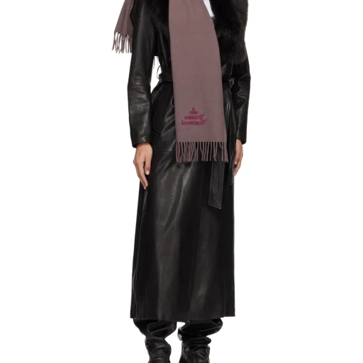 Vivienne Westwood Logo Embroidered Fringed Scarf