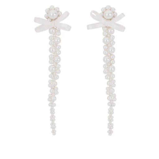 Pearl Bow Drop Earrings