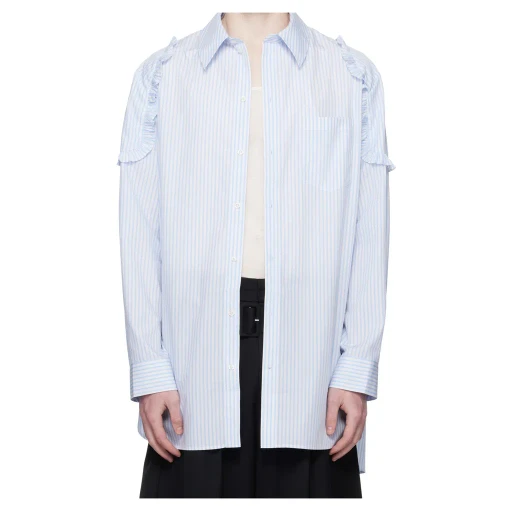 Ruffle Shoulder Patch Tunic Shirt