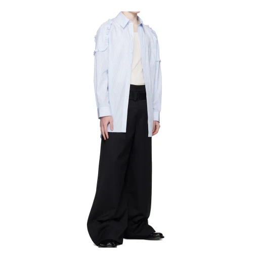 Ruffle Shoulder Patch Tunic Shirt
