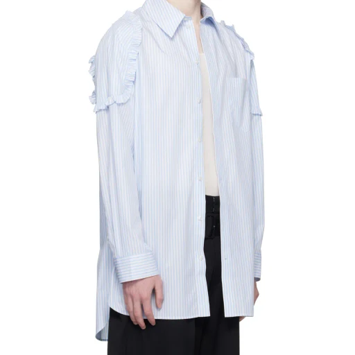 Ruffle Shoulder Patch Tunic Shirt