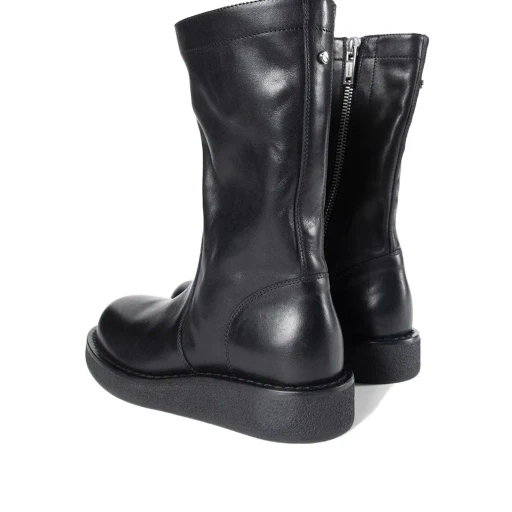 Side-Zip Round-Toe Boots