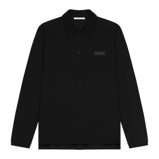 Givenchy Logo Patch Long-Sleeve Polo Shirt