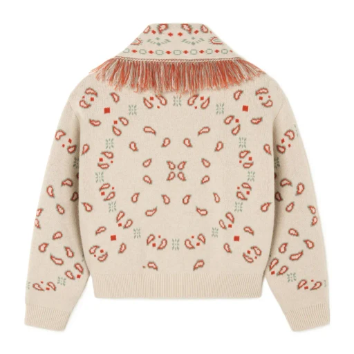 Bandana Jacquard Fringed Cardigan