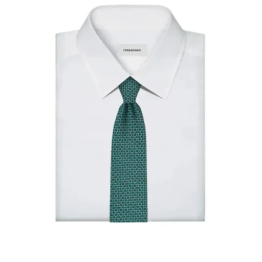 Gancini Print Silk Tie
