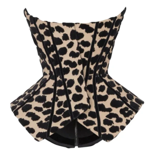 Leopard-Print Structured-Corset Blouse