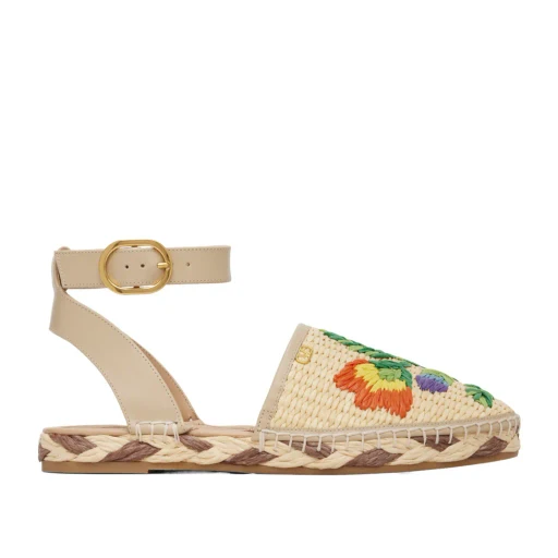 Polished Leather And Woven Faux Espadrilles